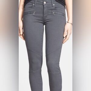 Paige Liam Moto Skinny Jeans in Stone Grey Size 29